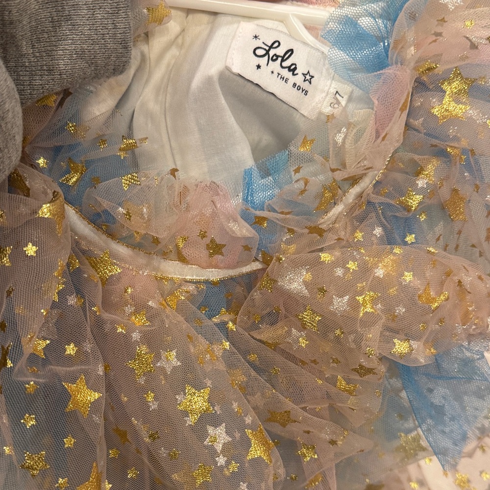 Lola + The Boys Gold Star Tulle dress